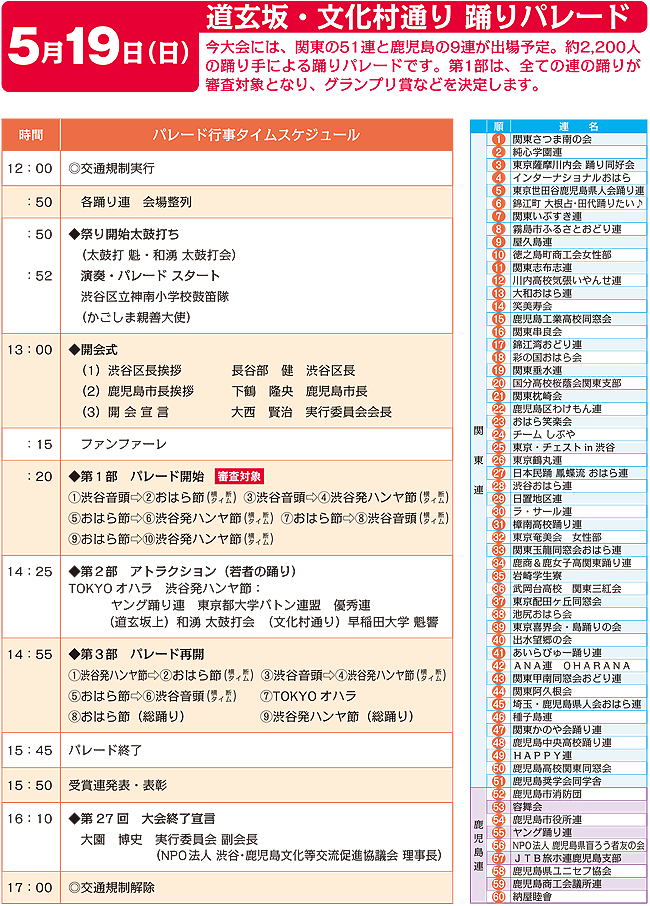 パレード・タイムスケジュール＆参加連