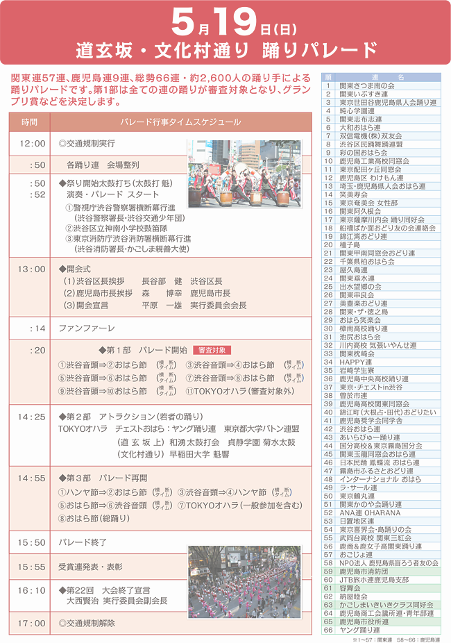 パレード・タイムスケジュール＆参加連