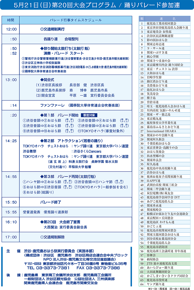 第20回大会プログラム＆踊りパレード参加連